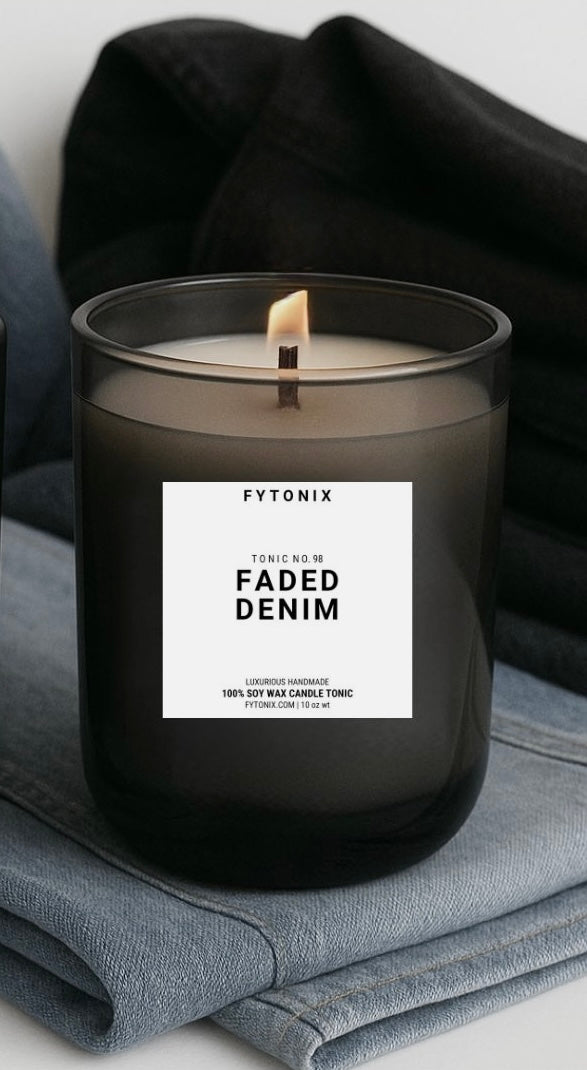 Fees denim scent candle blue jean scent candle fresh clean Cotten candle denim fragrance blue jean fragrance 90’s blue jeans candle nostalgic scent candle warm cotton fragrance candle