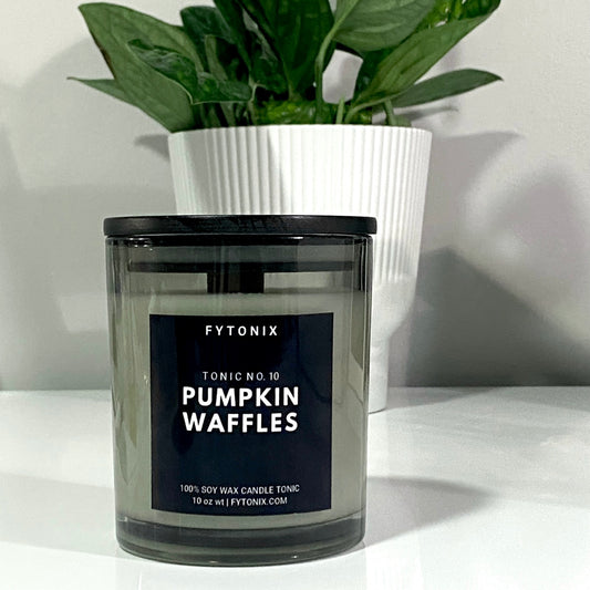 Natural Nontoxic PUMPKIN WAFFLES soy wax candle tonic + wood wick • 10oz (glass jar + lid)
