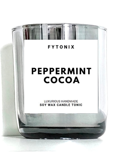 PEPPERMINT COCOA soy wax candle tonic + wood wick • 8.5oz (Black jar -OR- Chrome jar)