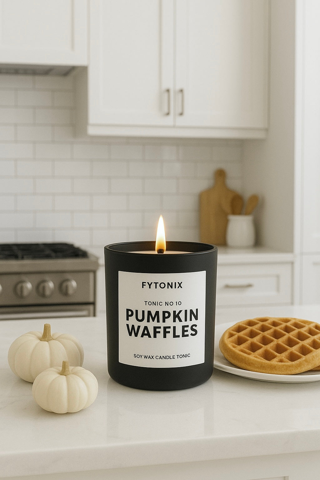 Pumpkin waffles scent soy candle with wood wick fall fragrance candle gift wood wick soy candle autumn scent candle gift pumpkin candle pumpkin waffles fragrance candle pumpkin scent candle natural candles nontoxic candles toxin-free candles phthalate-free candles soy wax candles wood wick candles handmade candles woman owned small business Columbus Ohio hand poured candles 