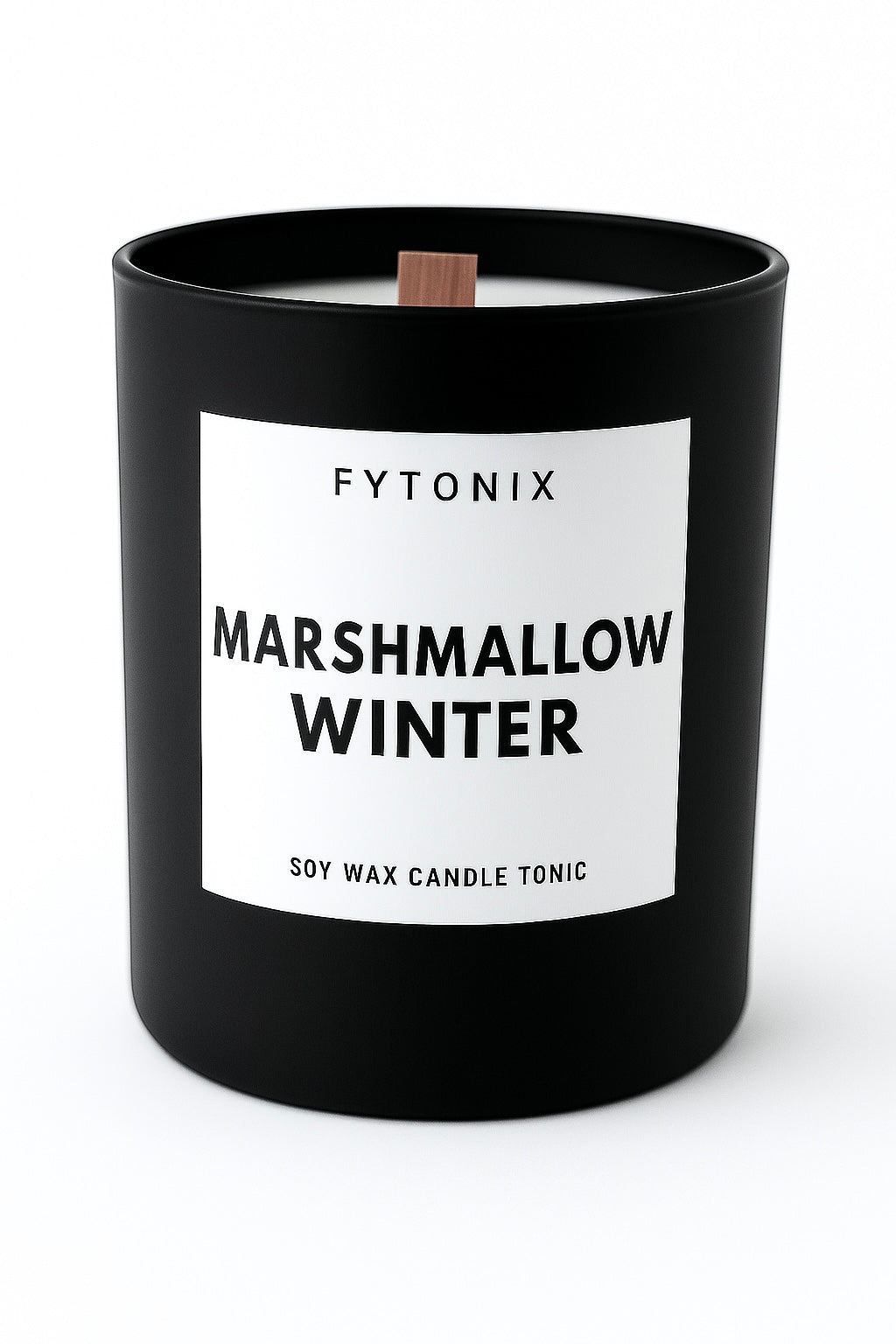 MARSHMALLOW WINTER soy wax candle tonic + wood wick • 8.5 oz (black jar -OR- chrome jar)