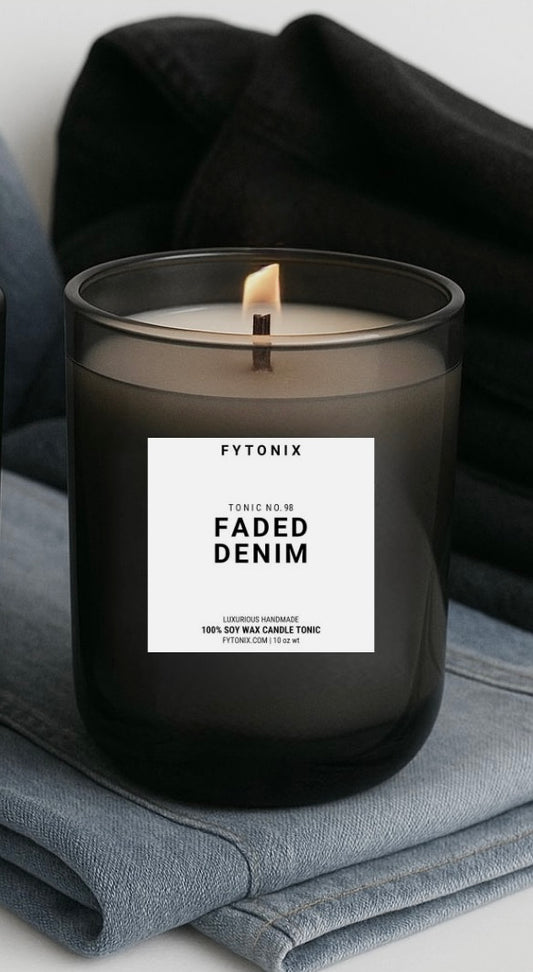 Fees denim scent candle blue jean scent candle fresh clean Cotten candle denim fragrance blue jean fragrance 90’s blue jeans candle nostalgic scent candle warm cotton fragrance candle 