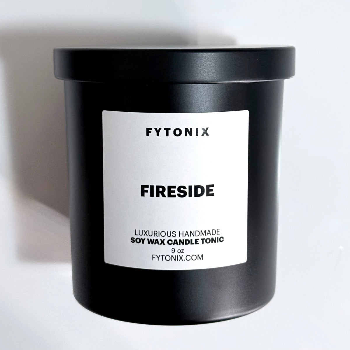 9oz FIRESIDE Soy Wax Wood Wick Candle Tonic (select a black -OR- chrome, glass jar + lid)