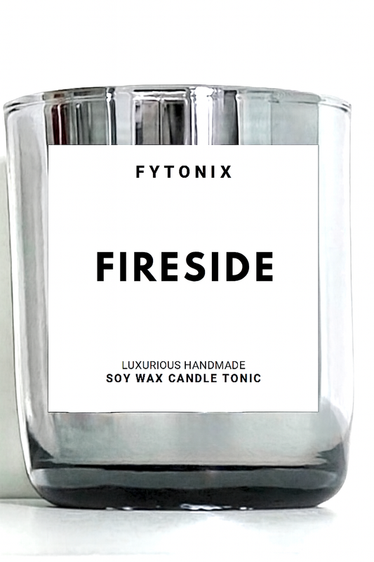 FIRESIDE Soy Wax Candle Tonic + Wood Wick • 8.5oz (black or chrome jar + lid)