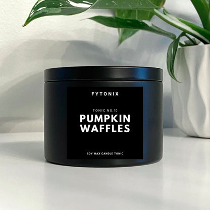 PUMPKIN WAFFLES CANDLE TONIC 100% soy wax + wood wick 5oz black tin