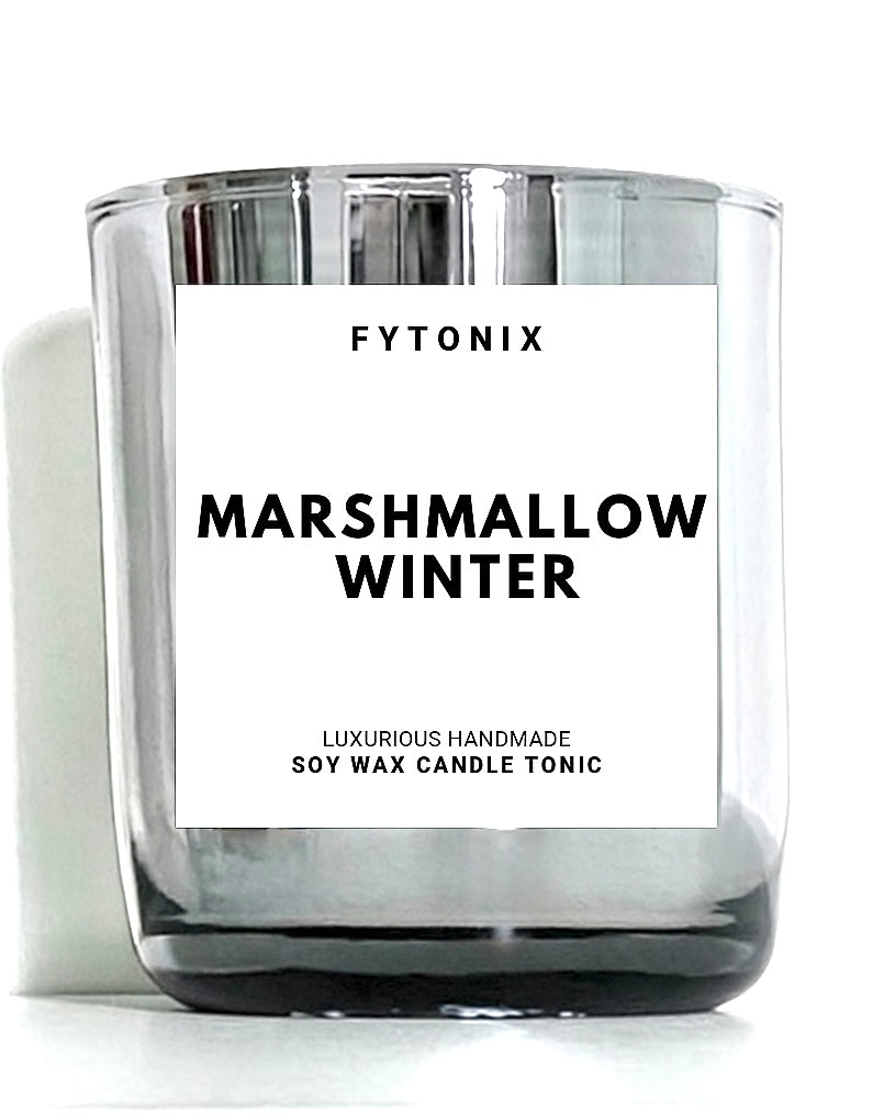 MARSHMALLOW WINTER soy wax candle tonic + wood wick • 8.5 oz (black jar -OR- chrome jar)