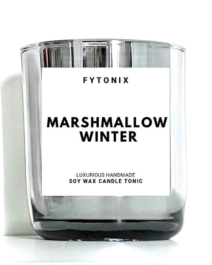 MARSHMALLOW WINTER soy wax candle tonic + wood wick • 8.5 oz (black jar -OR- chrome jar)