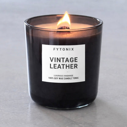 13oz Soy Wax Candle Tonics + Wood Wick • (smoked glass jar & black lid)