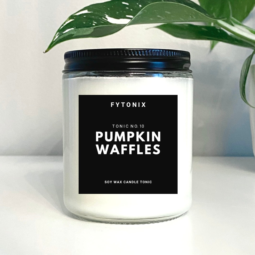 PUMPKIN WAFFLES CANDLE TONIC 100% soy wax + wood wick (8oz clear glass jar)