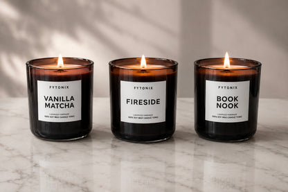 13oz Soy Wax Candle Tonics + Wood Wick • (smoked glass jar & black lid)