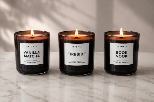 13oz Soy Wax Candle Tonics + Wood Wick • (smoked glass jar & black lid)
