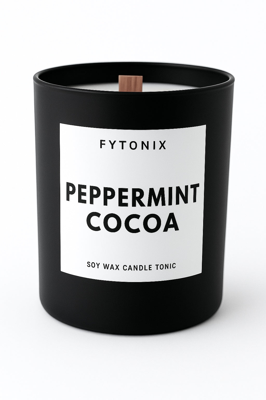 Peppermint chocolate cocoa scent soy wax candle with wood wick in black jar or chrome jar peppermint chocolate scent soy candle fragrance peppermint cocoa scent fragrance soy wax candle with wood wick 