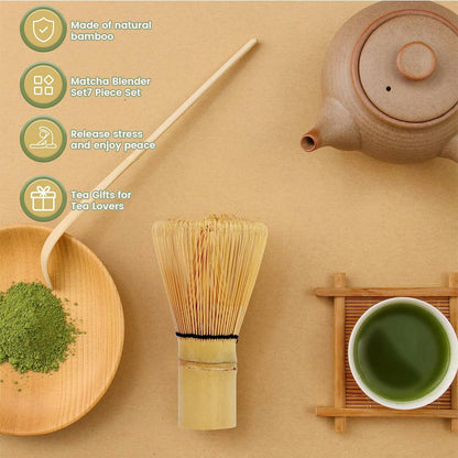 Matcha Whisk Set 4pcs Ceramic Bowl, Bamboo Scoop, Chasen Holder • 19oz Green